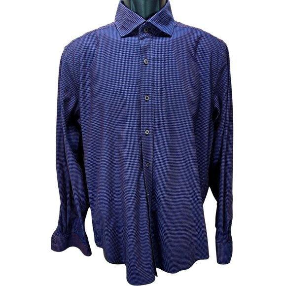 Robert Graham Mens Purple Tailored Fit Button-Up Dress Contrast Shirt Medium - Picture 1 of 10